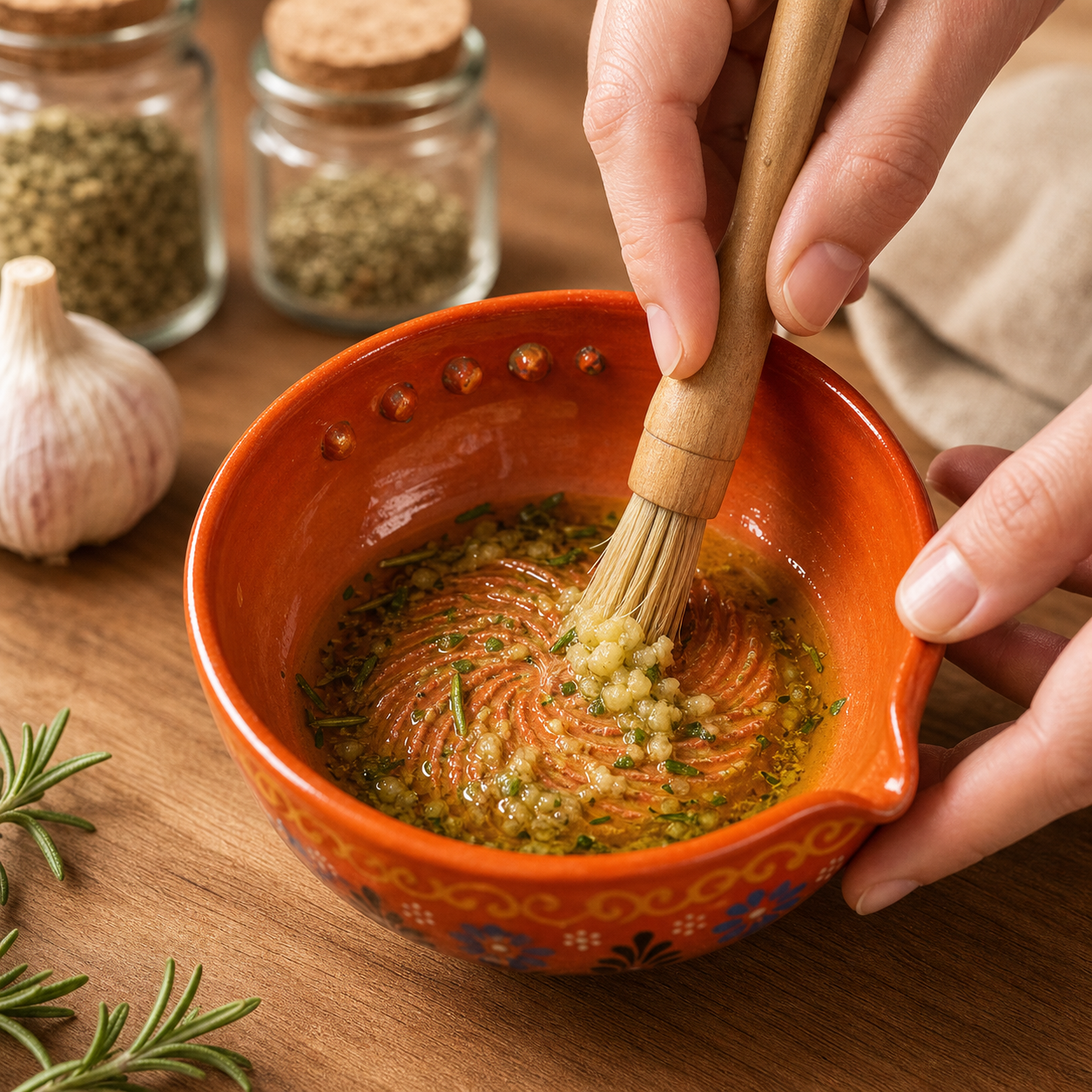 2-in-1 Turkish Ceramic Garlic Grater & Herb Stripper Bowl – Handmade Kitchen Essential