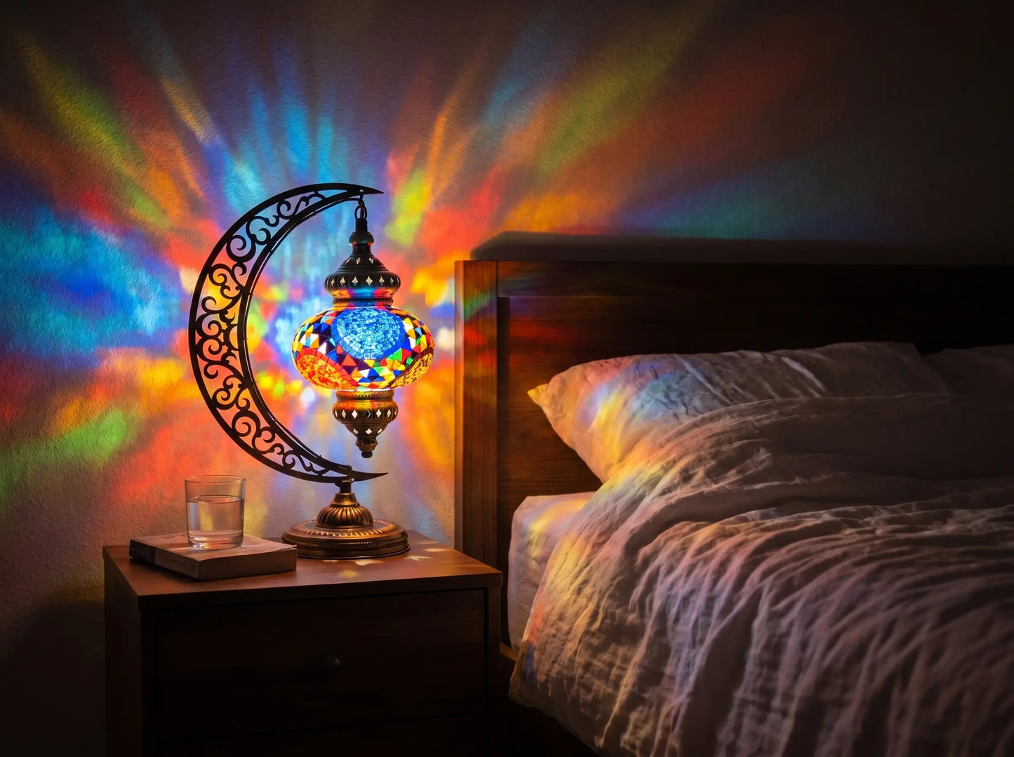 Turkish Mosaic Crescent Lamp