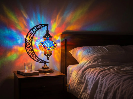 Turkish Mosaic Crescent Lamp
