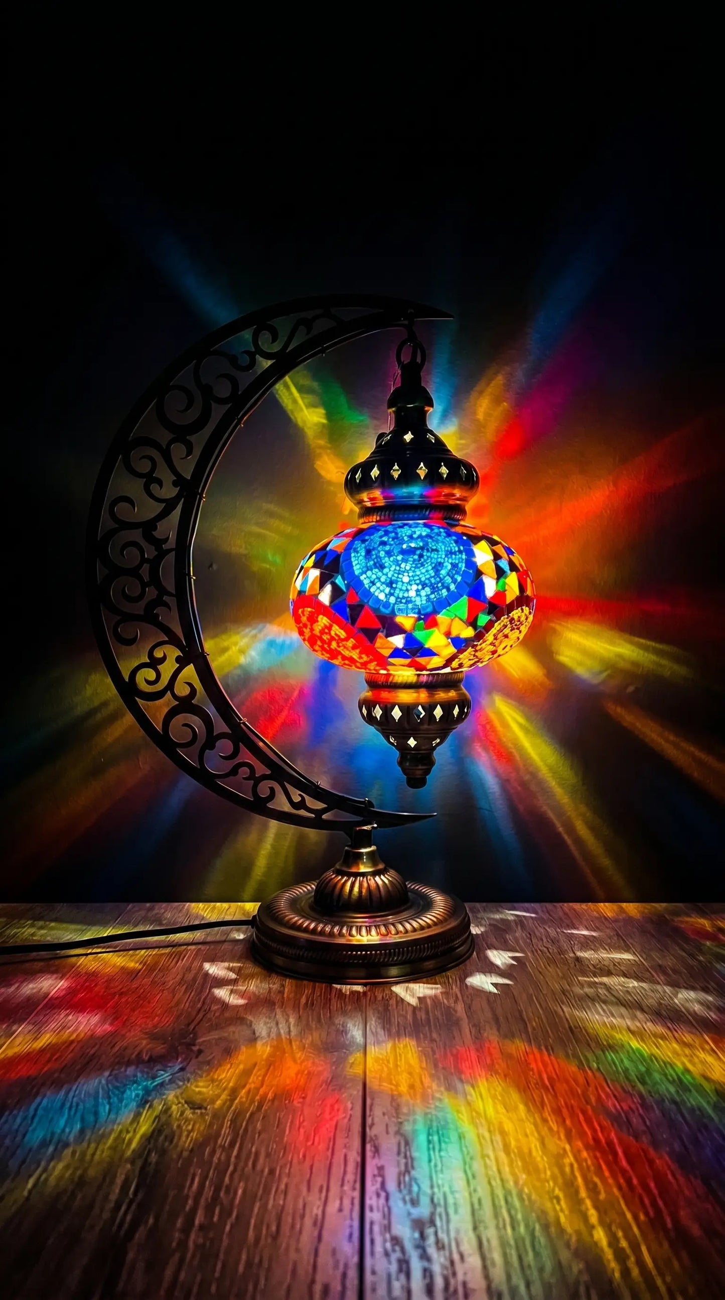 Turkish Mosaic Crescent Lamp