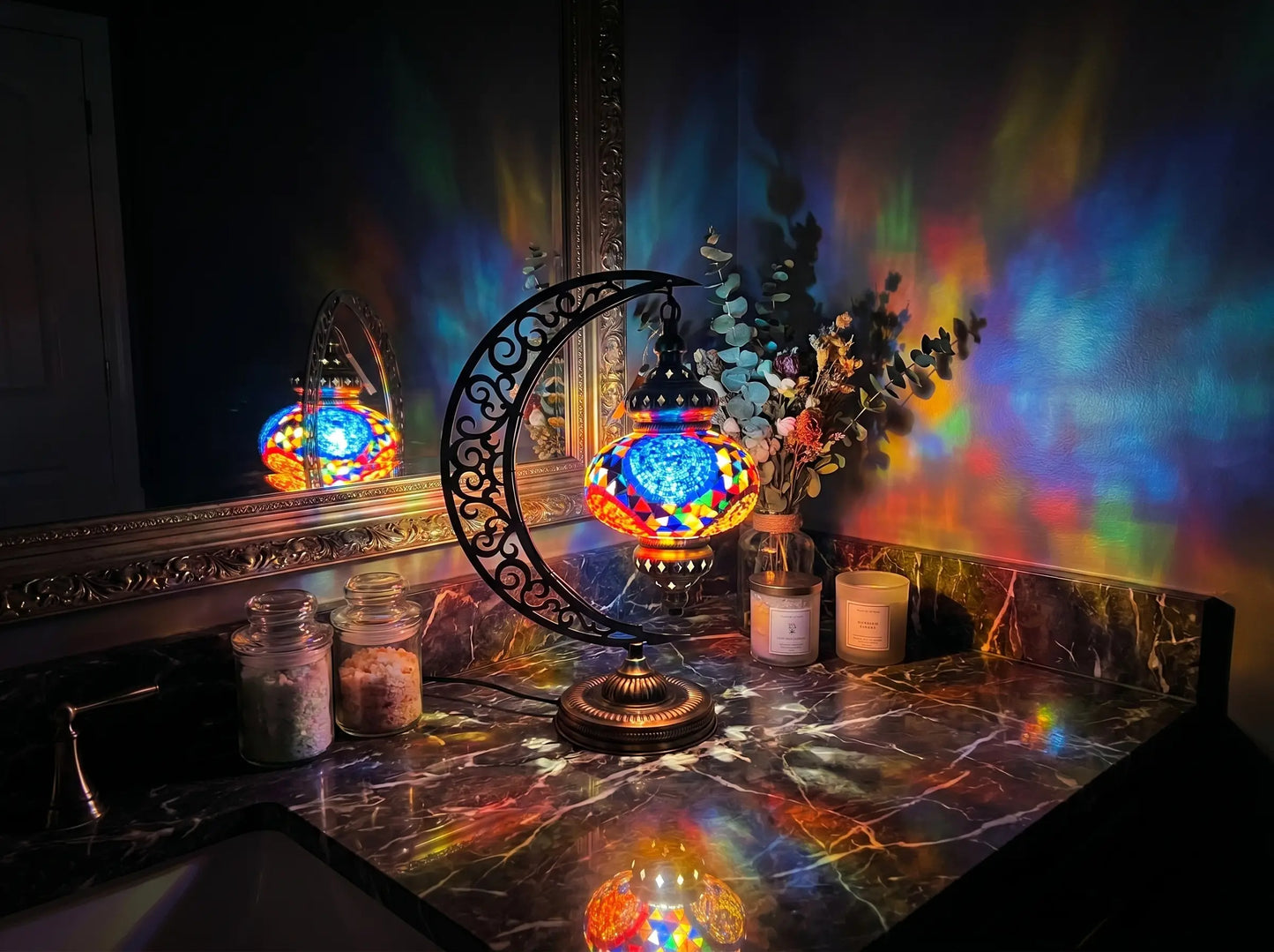 Turkish Mosaic Crescent Lamp