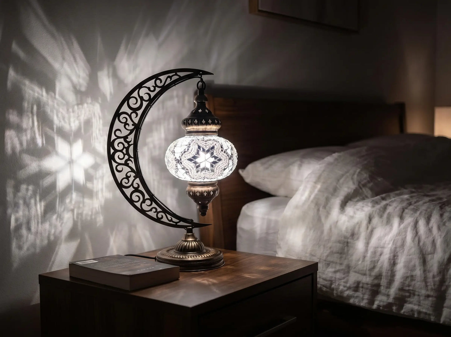Turkish Mosaic Crescent Lamp
