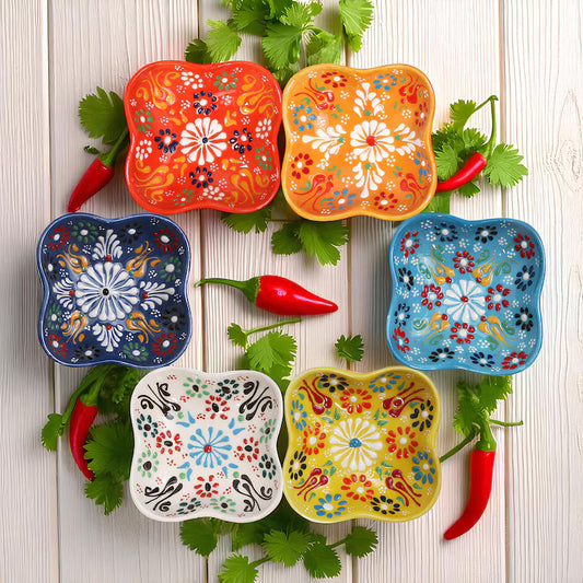 Set of 6 - Clover Shape Turkish Ceramic Bowl