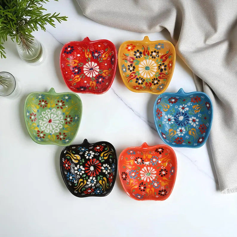 Set of 6 - Apple Shape Turkish Ceramic Bowl