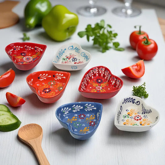 Set of 6 - Heart Shape Turkish Ceramic Bowl