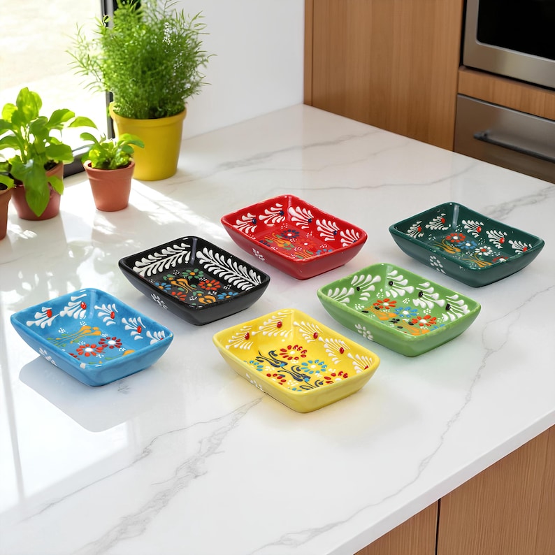 Set of 6 - Rectangular Turkish Ceramic Bowls