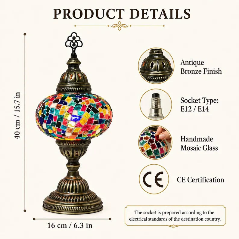 Handmade Mosaic Turkish Desk Lamp