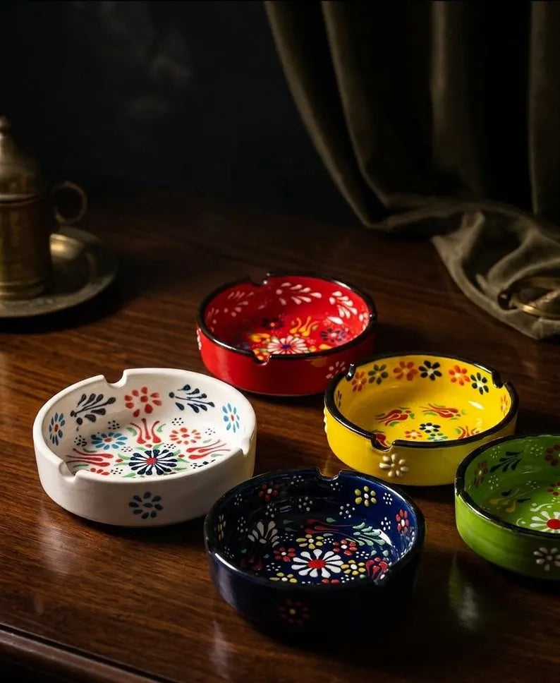 Turkish Hand-Painted 3.1" Ceramic Ashtrays