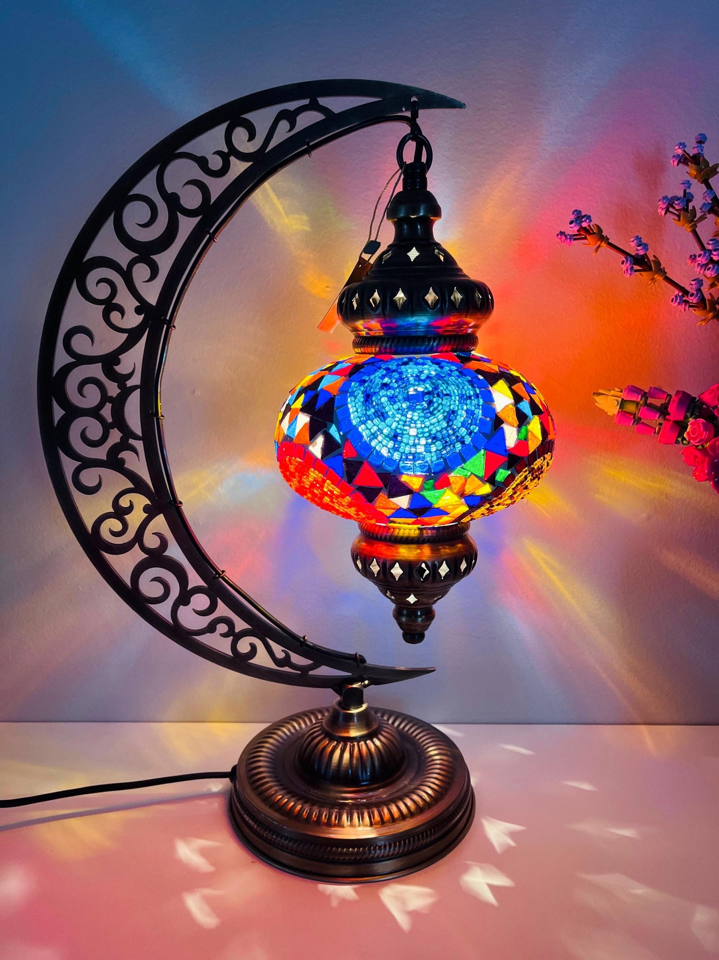 Turkish Mosaic Crescent Lamp